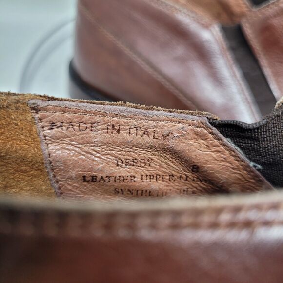 Tasso Elba Brown Cap Toe Dress Shoe Boot Romeo Chelsea Mens 8 Fine Leather ITALY - Picture 9 of 9